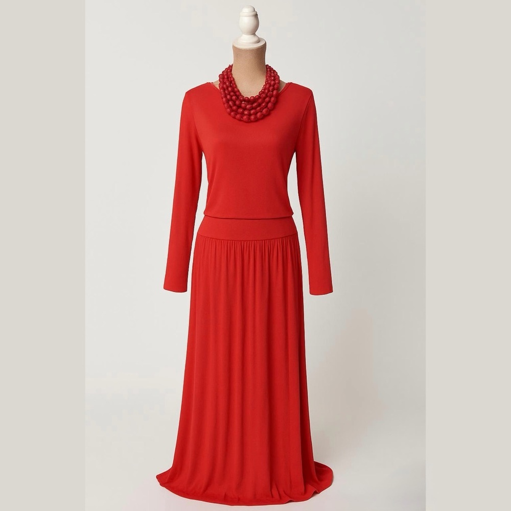 ZESICA Red Long Sleeve Flowy Dress Size L NWT